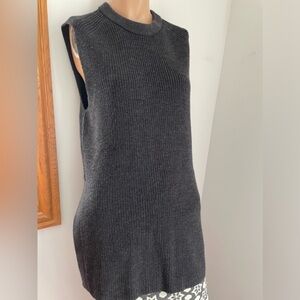 L Wilfred charcoal grey wool 🧶 crew neck tunic top sleeveless sweater Pa…